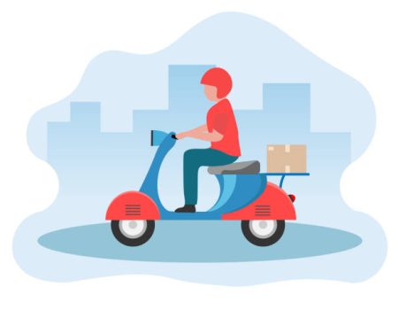 Vector illustration of a motorcycle courier riding on the road Vector illustration of a motorcycle courier riding on the road